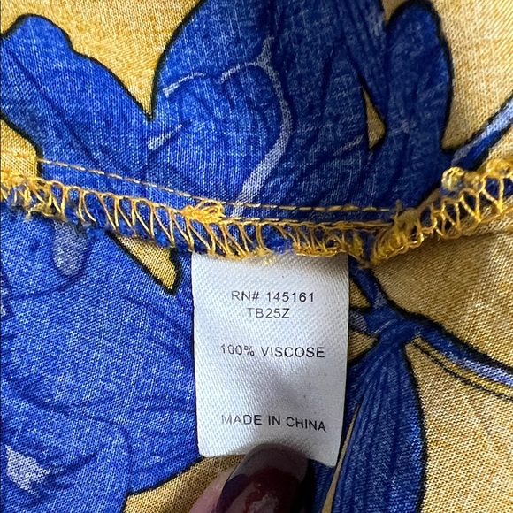Charming Charlie Mustard and Blue Floral Blouse - Picture 5 of 5